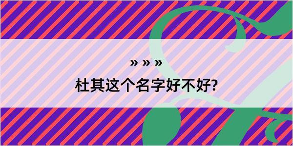 杜其这个名字好不好?