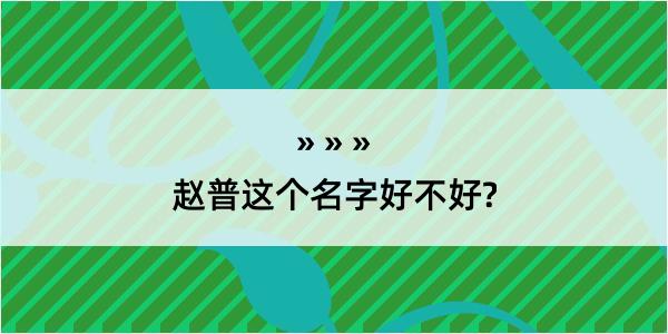 赵普这个名字好不好?