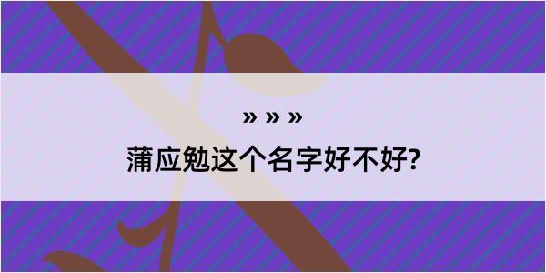 蒲应勉这个名字好不好?