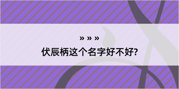 伏辰柄这个名字好不好?