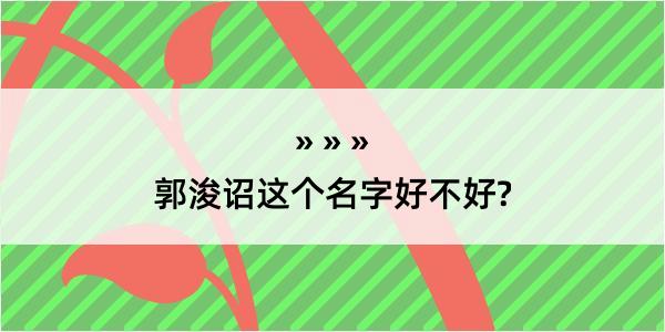 郭浚诏这个名字好不好?