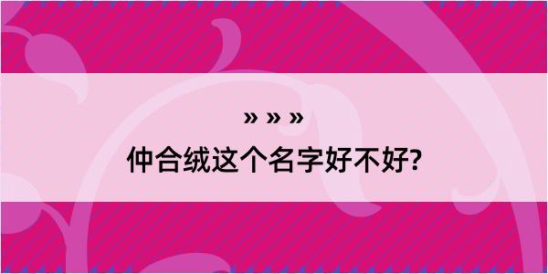 仲合绒这个名字好不好?