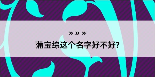 蒲宝综这个名字好不好?