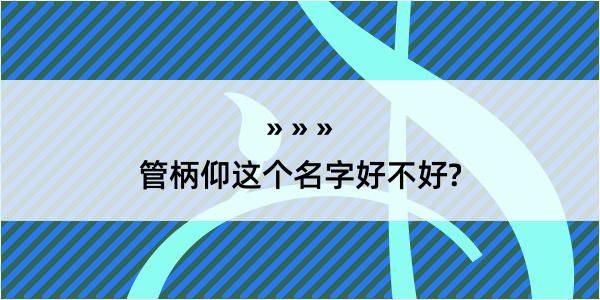 管柄仰这个名字好不好?