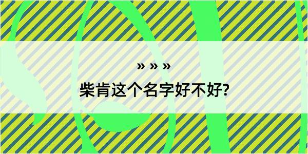 柴肯这个名字好不好?