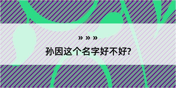 孙因这个名字好不好?