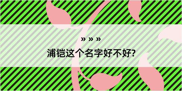 浦铠这个名字好不好?