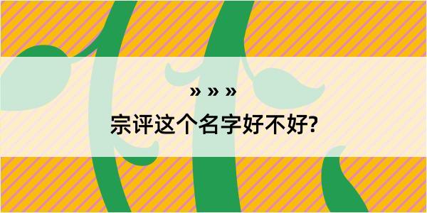 宗评这个名字好不好?