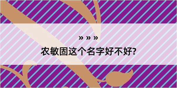 农敏固这个名字好不好?