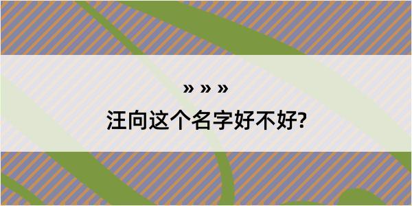 汪向这个名字好不好?