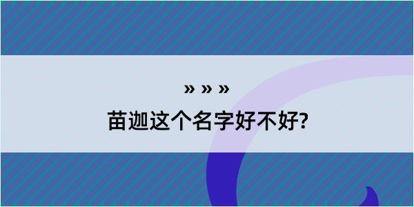 苗迦这个名字好不好?