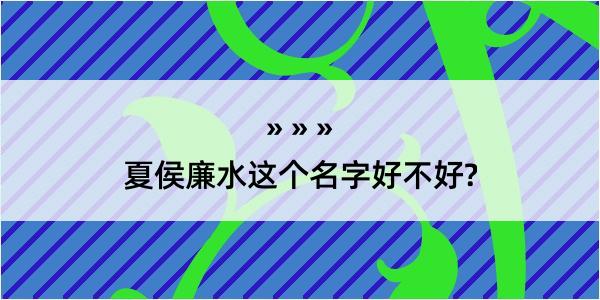 夏侯廉水这个名字好不好?