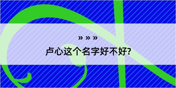 卢心这个名字好不好?