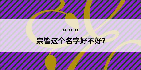 宗皆这个名字好不好?