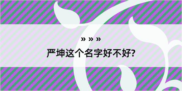 严坤这个名字好不好?