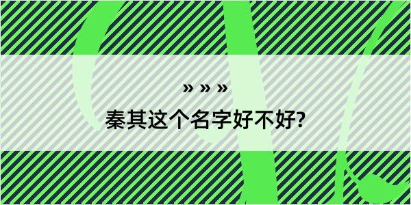 秦其这个名字好不好?