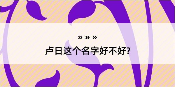 卢日这个名字好不好?