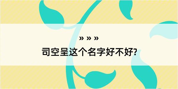 司空呈这个名字好不好?