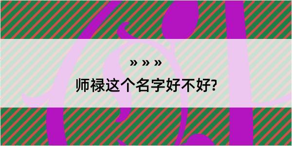 师禄这个名字好不好?