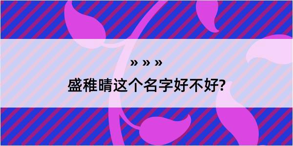 盛稚晴这个名字好不好?