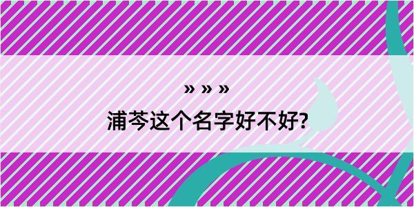 浦芩这个名字好不好?