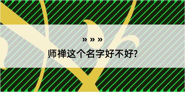 师禅这个名字好不好?