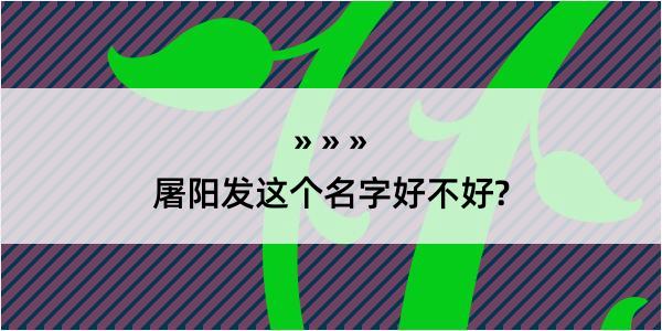 屠阳发这个名字好不好?