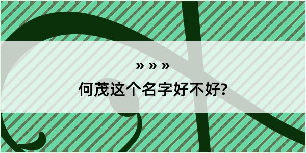 何茂这个名字好不好?