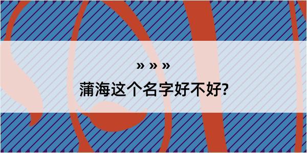 蒲海这个名字好不好?