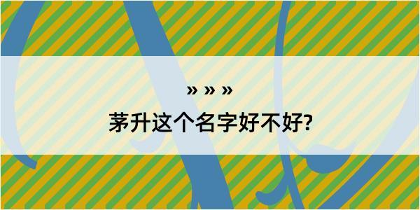 茅升这个名字好不好?