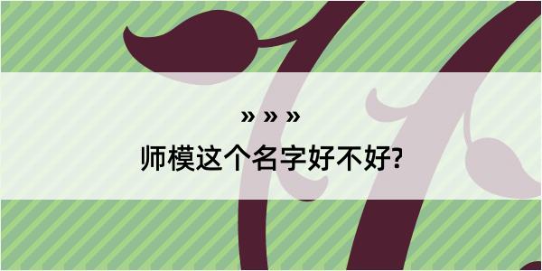 师模这个名字好不好?