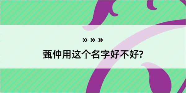 甄仲用这个名字好不好?