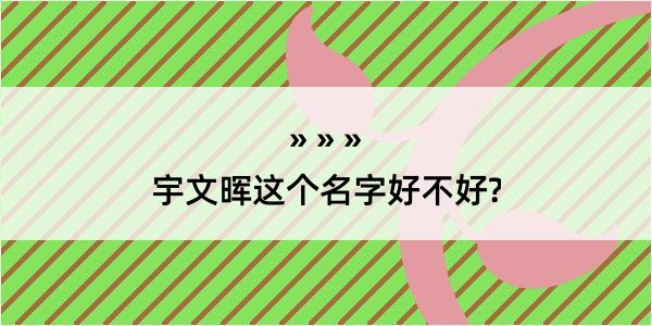 宇文晖这个名字好不好?