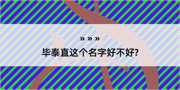 毕泰直这个名字好不好?