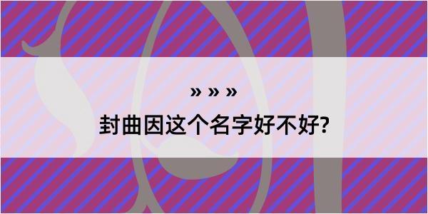 封曲因这个名字好不好?