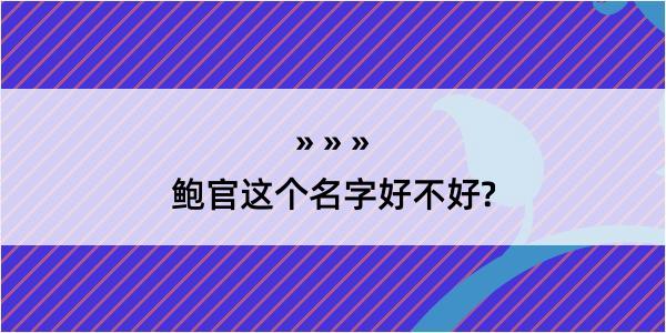 鲍官这个名字好不好?