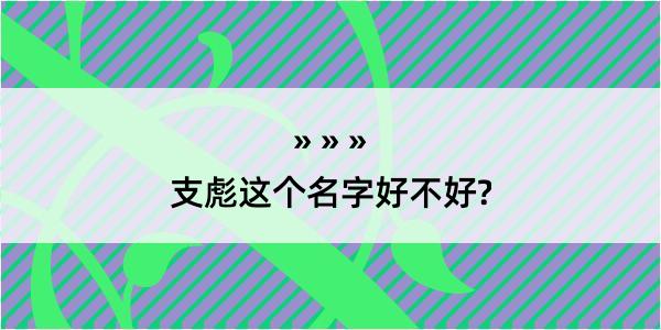 支彪这个名字好不好?