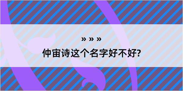 仲宙诗这个名字好不好?