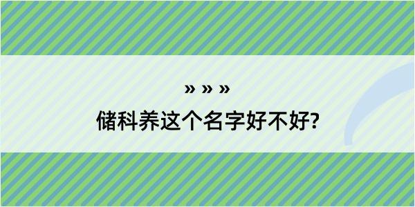 储科养这个名字好不好?