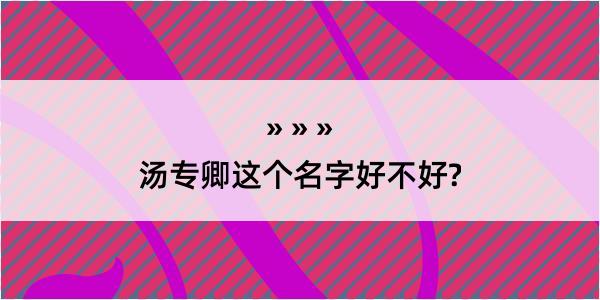 汤专卿这个名字好不好?