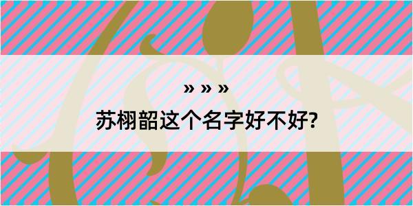 苏栩韶这个名字好不好?