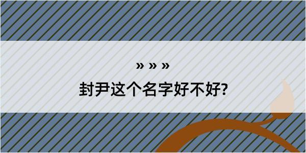 封尹这个名字好不好?