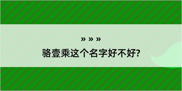 骆壹乘这个名字好不好?