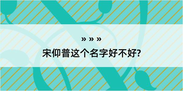 宋仰普这个名字好不好?