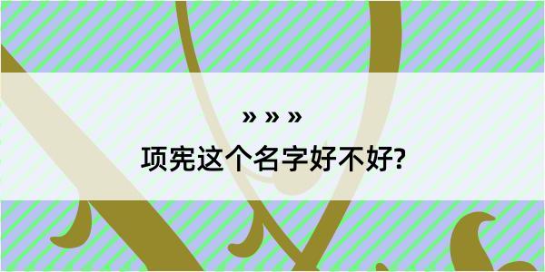 项宪这个名字好不好?