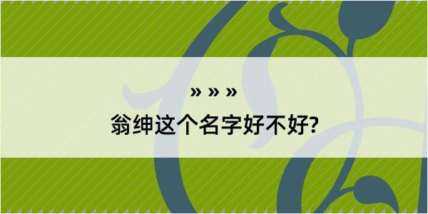 翁绅这个名字好不好?