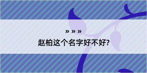 赵柏这个名字好不好?