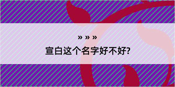 宣白这个名字好不好?