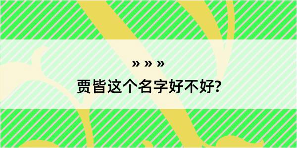 贾皆这个名字好不好?