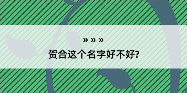 贺合这个名字好不好?